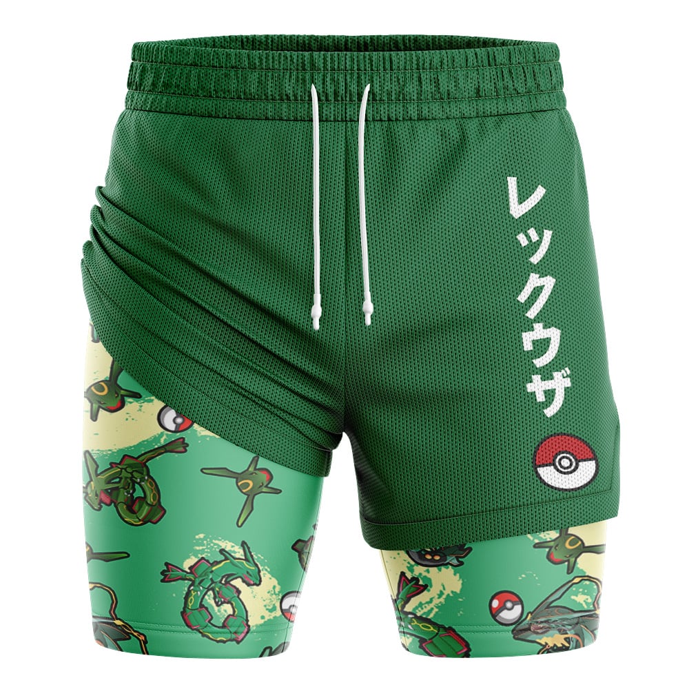 Rayquaza Pattern Pokemon 2-in-1 Performance Shorts - Image 2