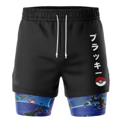 Shiny Umbreon Pattern Pokemon 2-in-1 Performance Shorts
