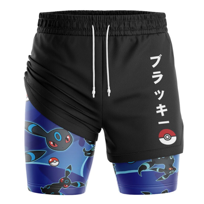 Shiny Umbreon Pattern Pokemon 2-in-1 Performance Shorts - Image 2