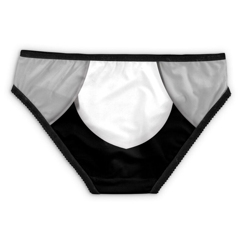 Red Psycho Psycho Ranger Panties (Copy) are women's bikini underwear with a black waistband and leg openings, featuring a black and white abstract geometric pattern on the front.