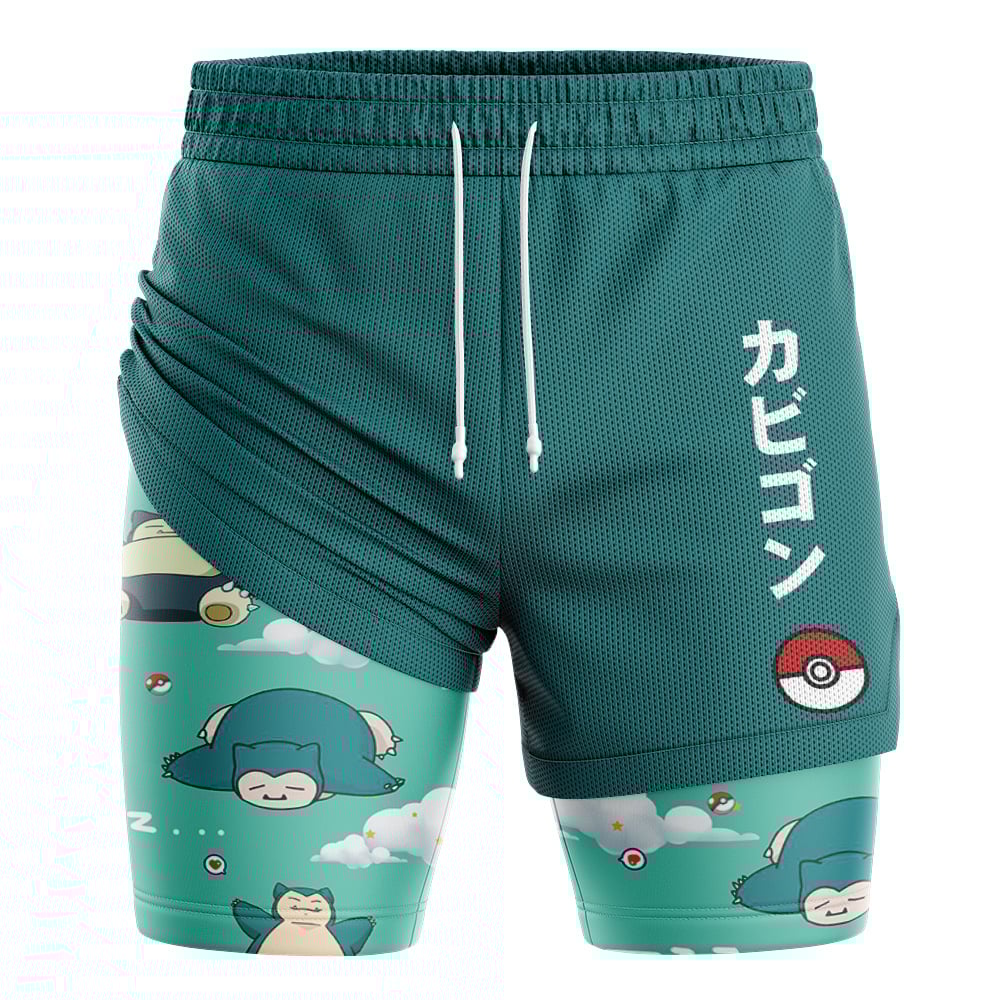 Snorlax Pattern Pokemon 2-in-1 Performance Shorts - Image 2