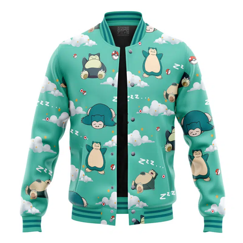 Snorlax Pattern Pokemon Varsity Jacket
