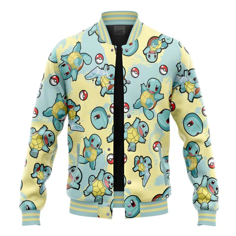 Squirtle Pattern Pokemon Varsity Jacket