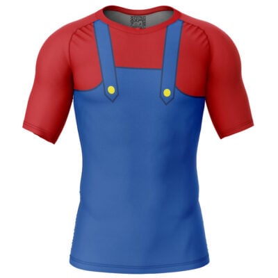 Super Mario Bros Short Sleeve Rash Guard Compression Shirt