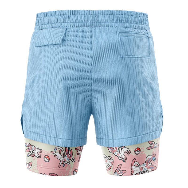 Sylveon Pattern Pokemon 2-in-1 Performance Shorts - Image 4