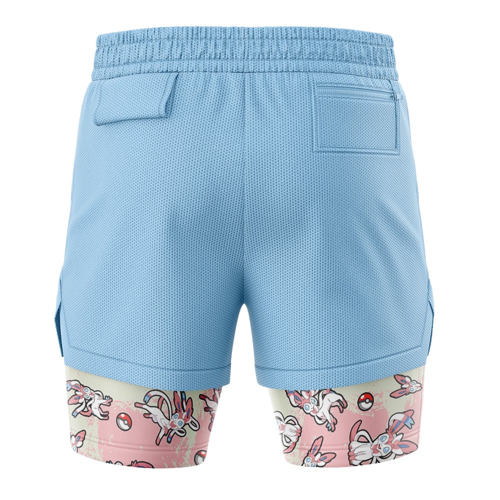 Sylveon Pattern Pokemon 2-in-1 Performance Shorts - Image 4