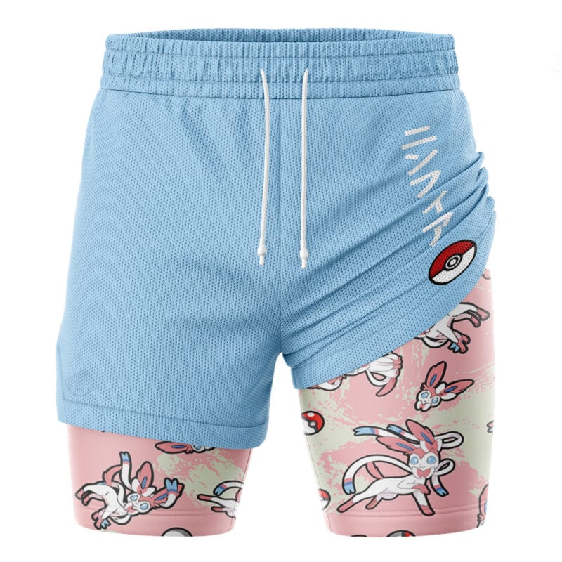 Sylveon Pattern Pokemon 2-in-1 Performance Shorts - Image 3