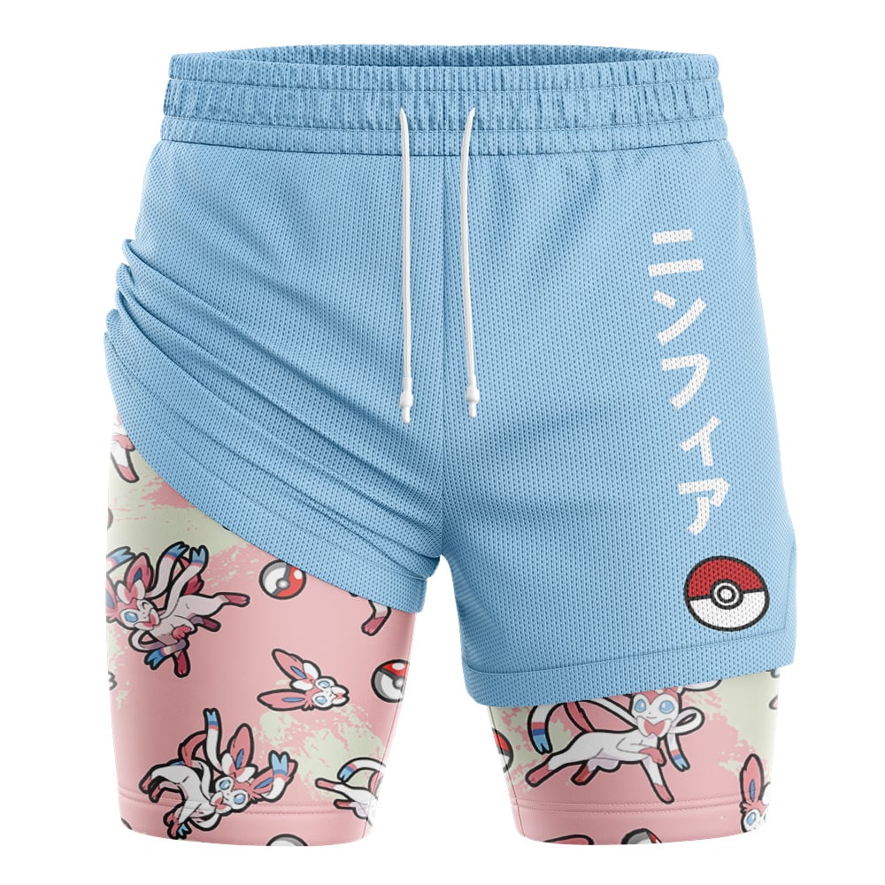 Sylveon Pattern Pokemon 2-in-1 Performance Shorts - Image 2