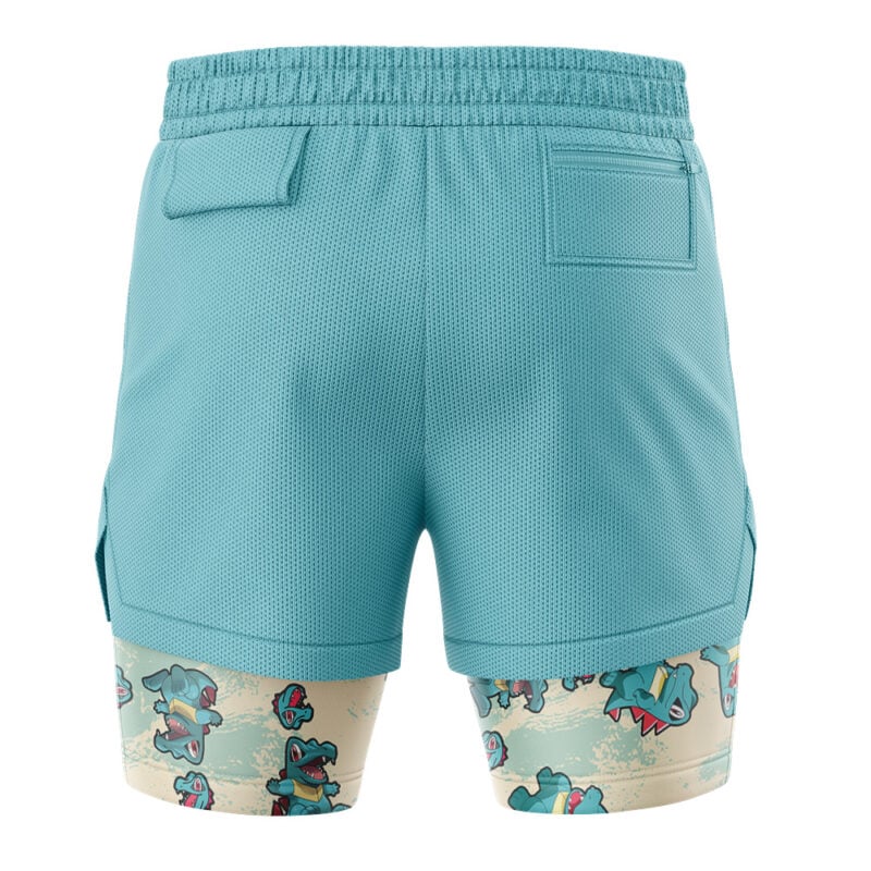 Totodile Pattern Pokemon 2-in-1 Performance Shorts - Image 4