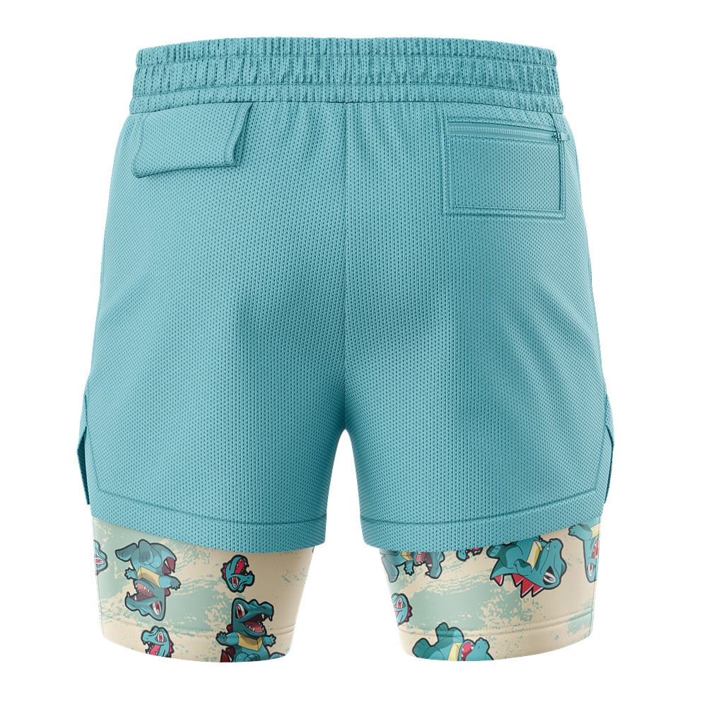 Totodile Pattern Pokemon 2-in-1 Performance Shorts - Image 4
