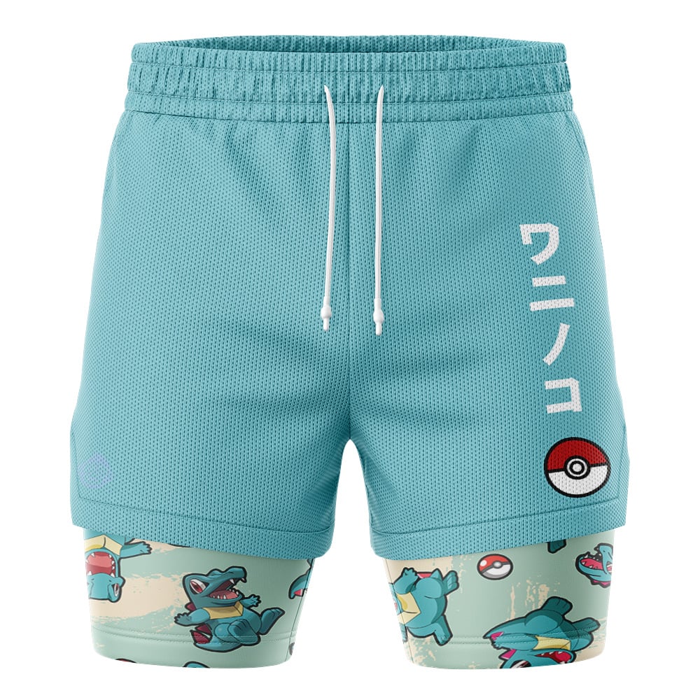 Totodile Pattern Pokemon 2-in-1 Performance Shorts