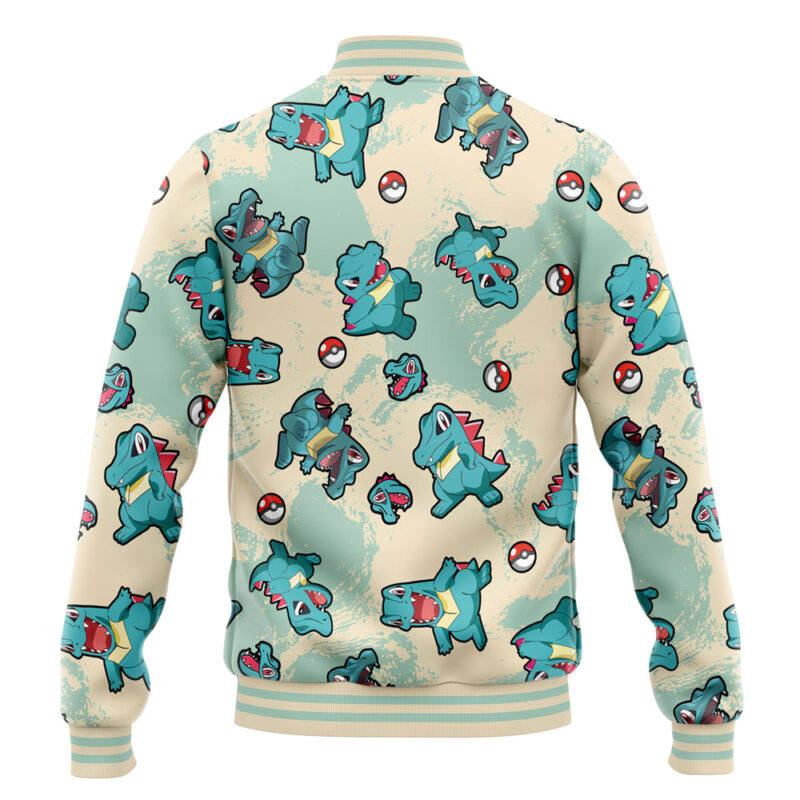 Totodile Pattern Pokemon Varsity Jacket - Image 4