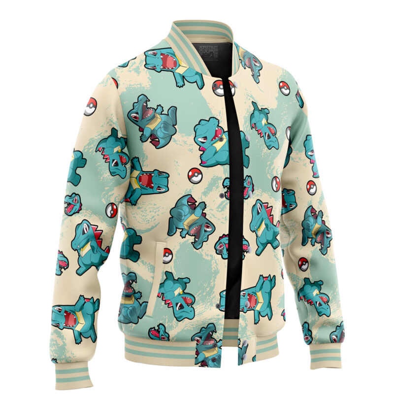 Totodile Pattern Pokemon Varsity Jacket - Image 2