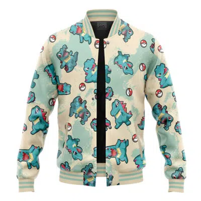 Totodile Pattern Pokemon Varsity Jacket