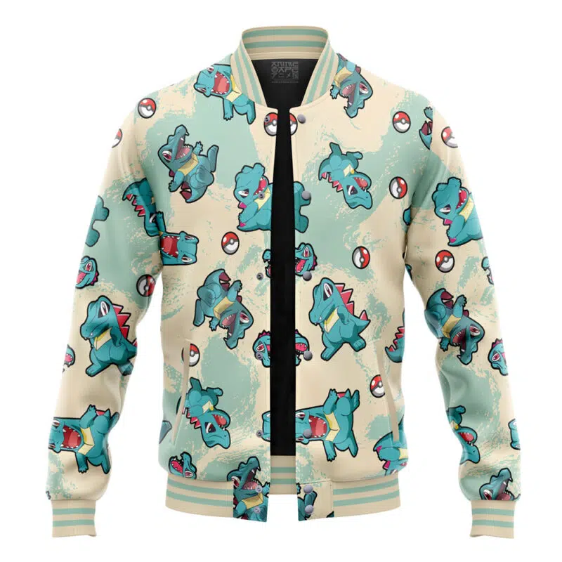 Totodile Pattern Pokemon Varsity Jacket