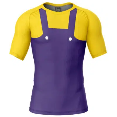 Wario Super Mario Bros Short Sleeve Rash Guard Compression Shirt