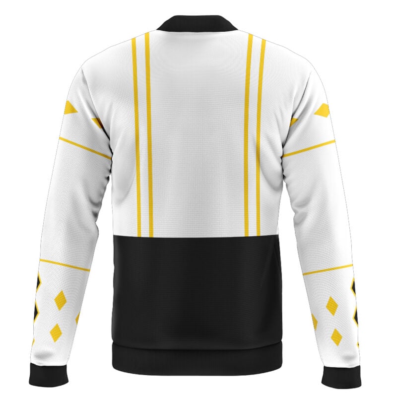 White Ranger Ninjetti Power Rangers Casual Bomber Jacket - Image 2