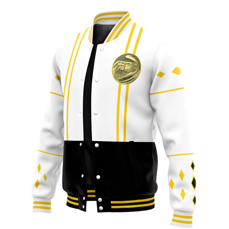 White Ranger Ninjetti Power Rangers Varsity Jacket - Image 3