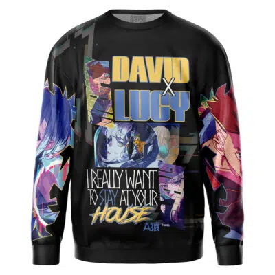 A black streetwear sweatshirt featuring Rei Ayanami V2 from Neon Genesis Evangelion, with vibrant anime-style graphics and bold text on the sleeves and front.