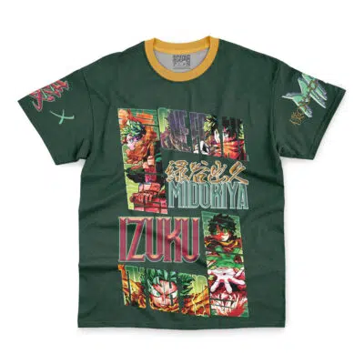 Blue streetwear t-shirt featuring vibrant manga-style graphics of Itoshi Rin from Blue Lock, his name in bold letters with Japanese text, plus graphic details on the sleeves and collar.