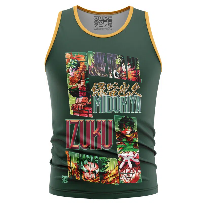 A sleeveless tank top featuring Itoshin Rin from Blue Lock in various illustrations, his name in bold letters with Japanese text, and blue trim around the neck and armholes.