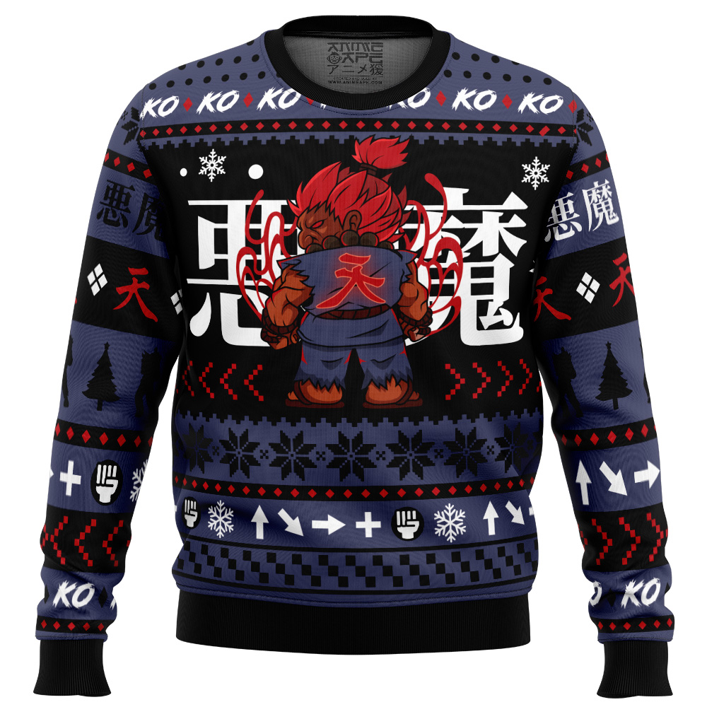 Akuma Great Devil Street Fighter Ugly Christmas Sweater
