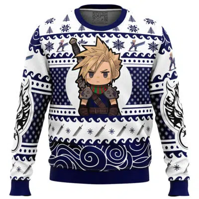 Chibi Cloud Strife Final Fantasy VII Ugly Christmas Sweater