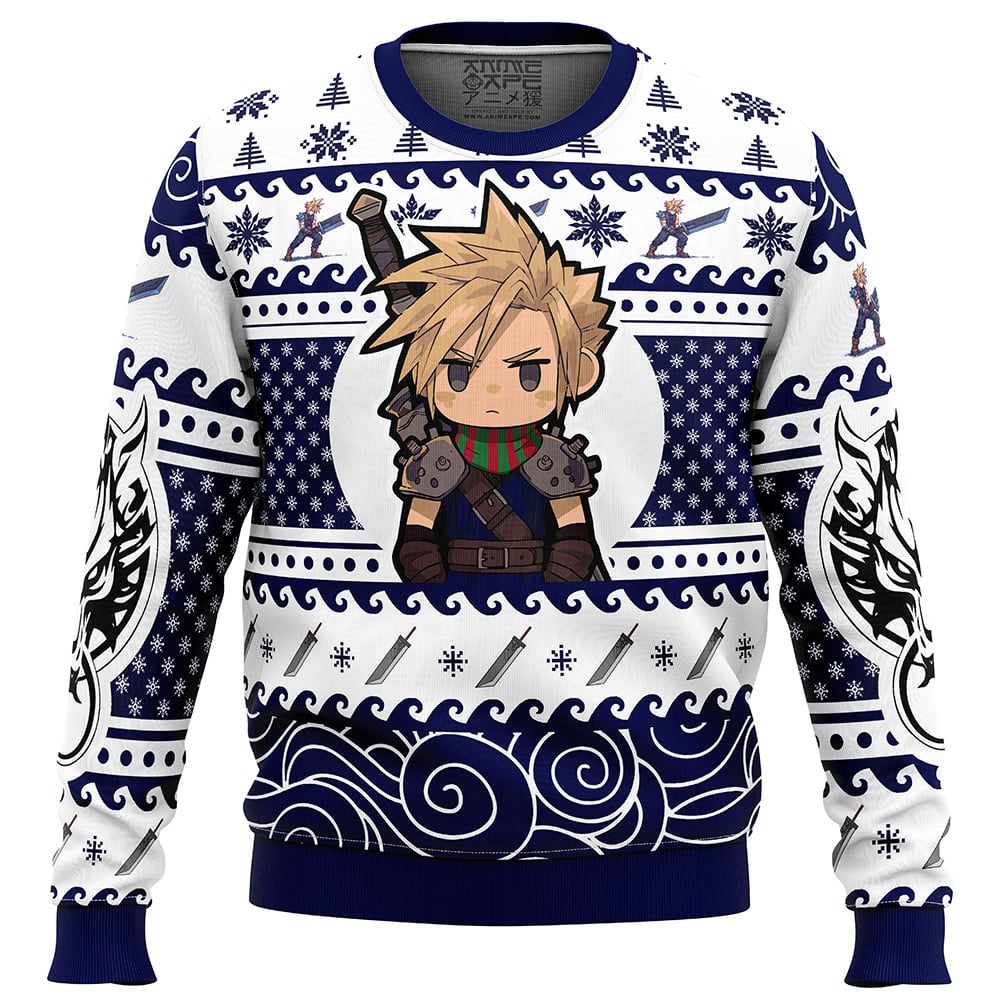 Chibi Cloud Strife Final Fantasy VII Ugly Christmas Sweater