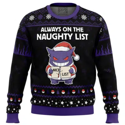 Gengar Naughty List Pokemon Ugly Christmas Sweater