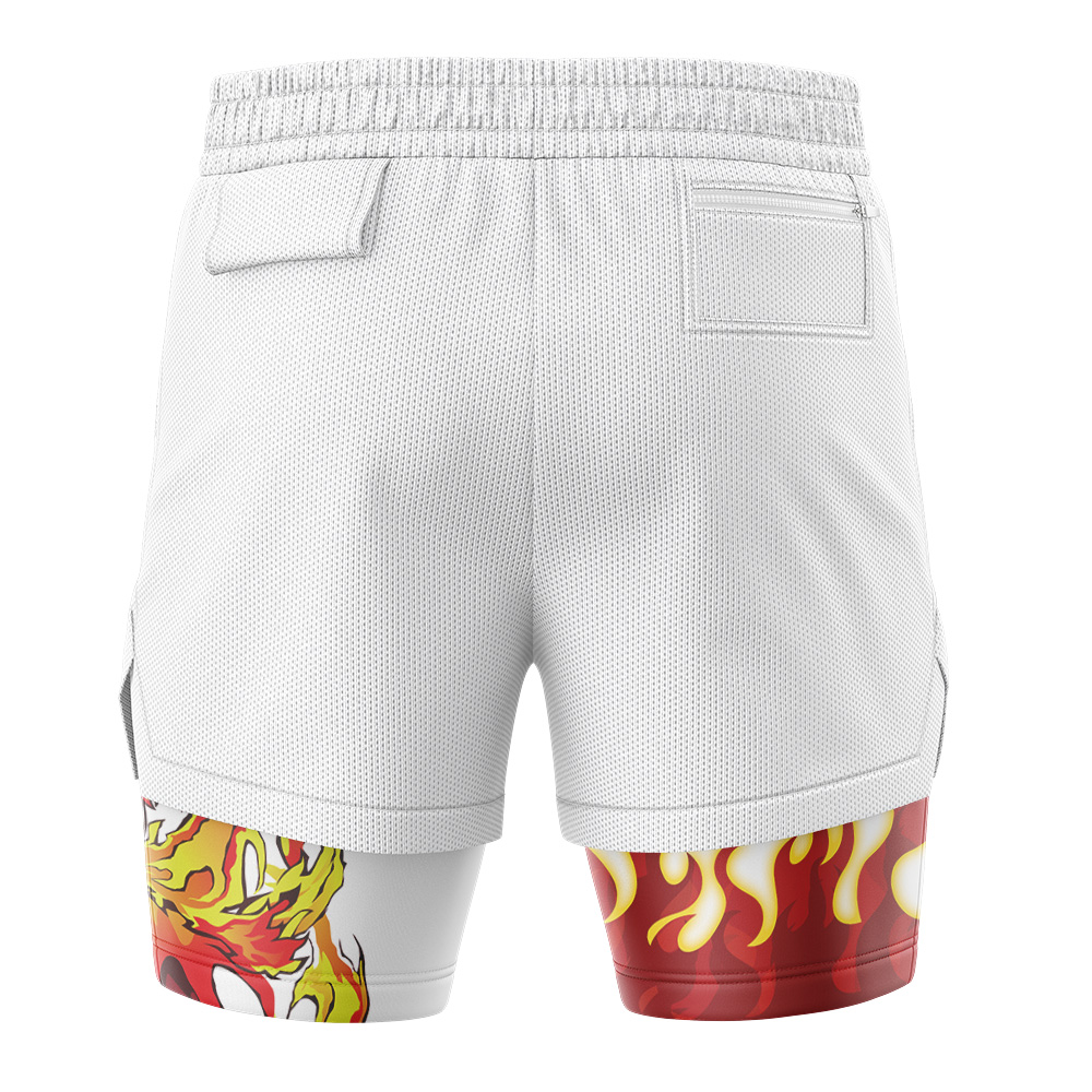 Kyojuro Rengoku Fire Demon Slayer 2-in-1 Performance Shorts - Image 4