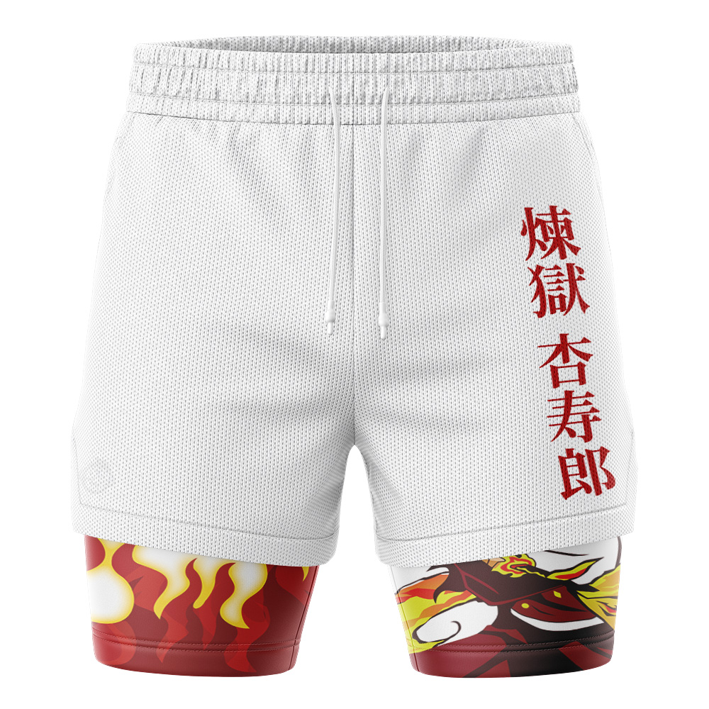 Kyojuro Rengoku Fire Demon Slayer 2-in-1 Performance Shorts - Image 2