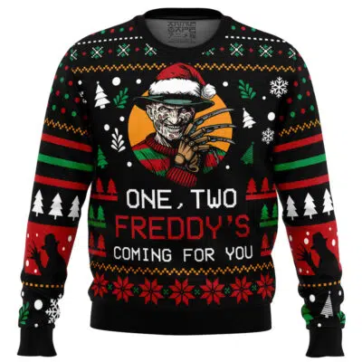 One, Two Freddy's Coming for You A Nightmare on Elm Street Ugly Christmas Sweater