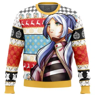 Looking up Frieren Meme Frieren Beyond the Journey's End Ugly Christmas Sweater