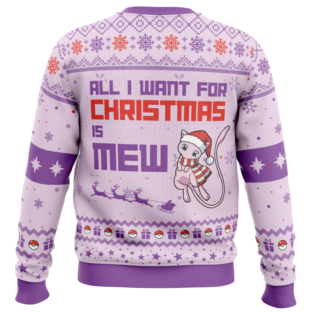 All I Want Mew Pokemon Ugly Christmas Sweater - Image 2