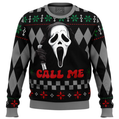 Call Me Ghostface Scream Ugly Christmas Sweater
