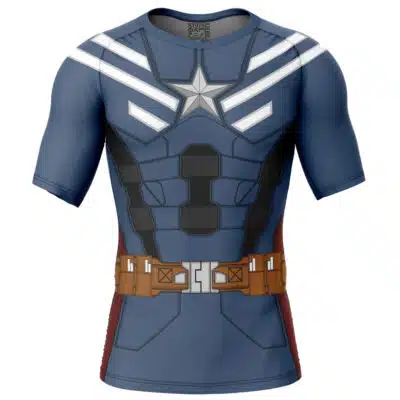 Captain America Winter Soldier Marvel Short Sleeve Rash Guard Compression Shirt