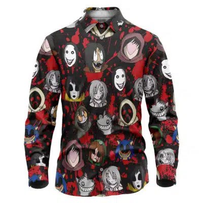 Creepy Pasta Long Sleeve Button Up Shirt