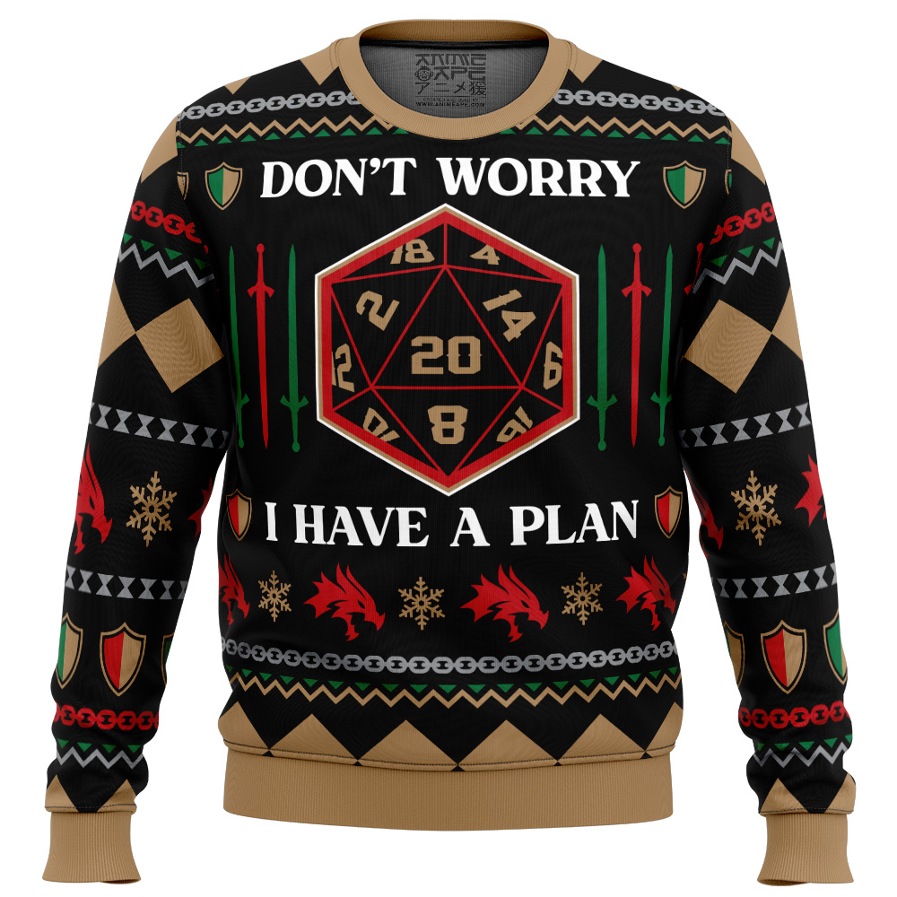 Dont Worry I Have A Plan Dungeons & Dragons Ugly Christmas Sweater