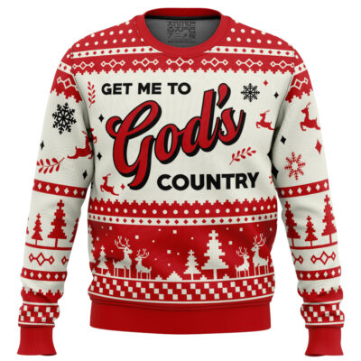 Get Me To God's Country Ugly Christmas Sweater