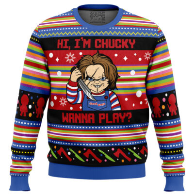 Hi, I'm Chucky Wanna Play Child's Play Ugly Christmas Sweater