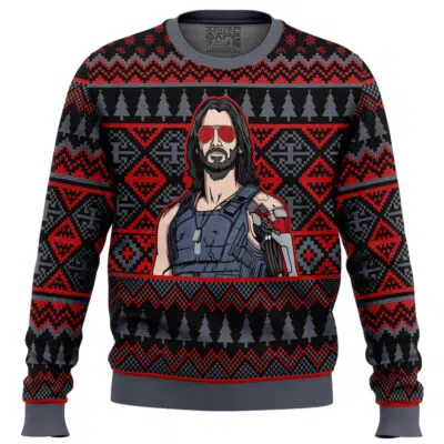 Johnny Silverhand Cyberpunk Ugly Christmas Sweater