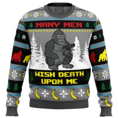 Many Men Wish Death Upon Me 100 Men Vs Gorilla Ugly Christmas Sweater