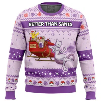 Mewtwo Better Than Santa Pokemon Ugly Christmas Sweater