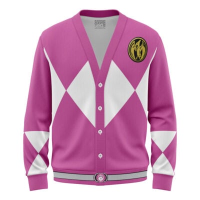 Pink Ranger Mighty Morphin Power Ranger Knitted Cardigan Sweater