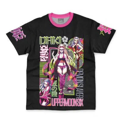 Black and pink T-shirt featuring three illustrated images of Ishtar from Fate Grand Order, with Japanese text and the phrases “FATE GRAND ORDER” and “GODDESS OF BEAUTY” in bold, neon-colored designs.