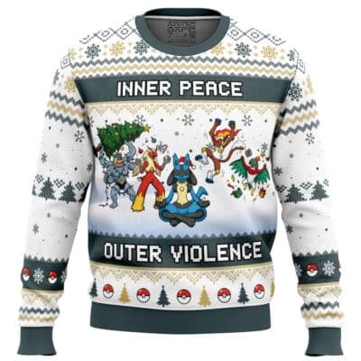 Fighting Type Inner Peace Pokemon Ugly Christmas Sweater
