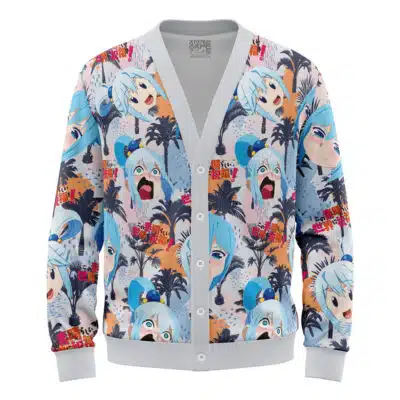 Funny Face Aqua Konosuba Knitted Cardigan Sweater