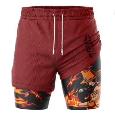 Portgas D Ace Fire Fist One Piece 2-in-1 Performance Shorts