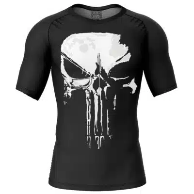 Punisher Marvel Short Sleeve Rash Guard Compression Shirt