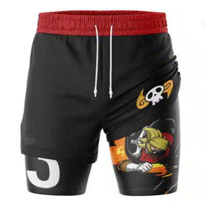 Sanji Germa Suit Stealth Black One Piece 2-in-1 Performance Shorts